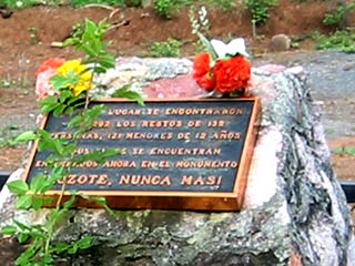 The plaque at the site of the burned down church