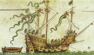 The Mary Rose depicted on the , a survey of 's navy, completed in 1546