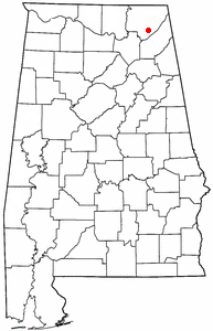 Location of Dutton, Alabama