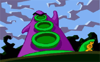 The Purple Tentacle, seen here shortly after his mutation in the opening cinematic, is the main antagonist in Day of the Tentacle