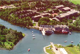 Aerial view of the Canadian Coast Guard College's  campus, facing west from Sydney Harbour.