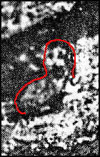 Alleged image of a bearded man found in a magnification of the Virgin's eye by Dr. Javier Torroella Bueno.