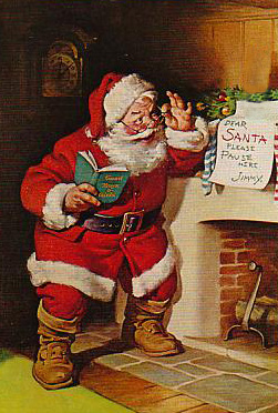 A common portrayal of Santa Claus.