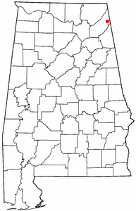 Location of Mentone, Alabama