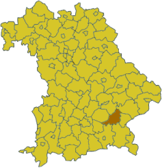 Map of Bavaria highlighting the district Mhldorf