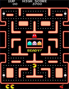 The first level of Ms. Pac-Man.