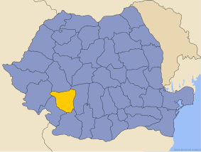 Administrative map of  with Gorj county highlighted