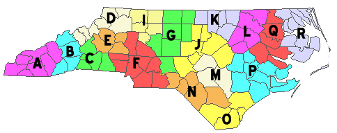 Map of North Carolina regional councils of government