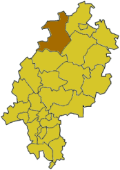 Map of Hesse highlighting the district Waldeck-Frankenberg