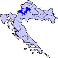 Map showing Zagreb county within Croatia