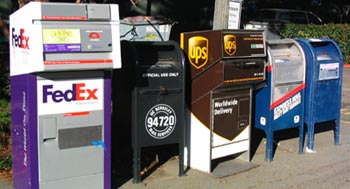 In the , private companies such as  and  compete with the , particularly in . Different mailboxes are also provided for local and express service.