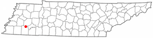Location of Toone, Tennessee