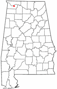 Location of Tuscumbia, Alabama