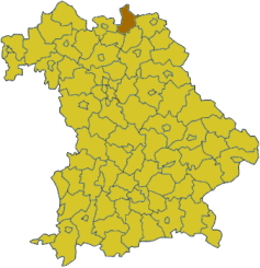 Map of Bavaria highlighting the district Kronach