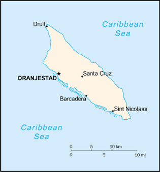 Map of Aruba with cities