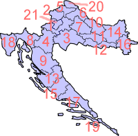 Map showing counties of Croatia