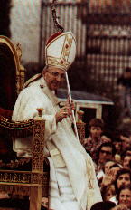 Pope John Paul I being carried on the Sedia GestatoriaInitially he declined to use it. The Vatican convinced him that without it the crowds could not see him.