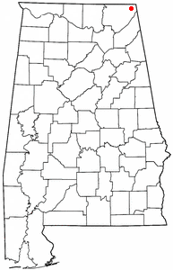 Location of Bridgeport, Alabama