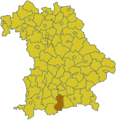 Map of Bavaria highlighting the district Bad Tlz-Wolfratshausen