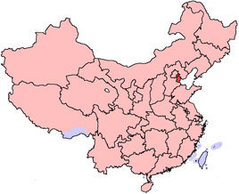 Tianjin is highlighted on this map