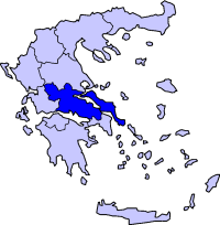 Map showing Central Greece periphery in Greece