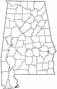 Location of Hurtsboro, Alabama