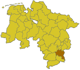 Map of Lower Saxony highlighting the district Goslar