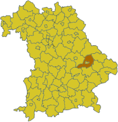 Map of Bavaria highlighting the district Straubing-Bogen