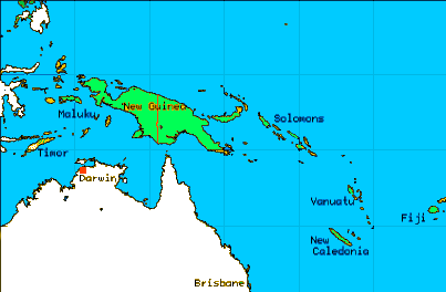 Map showing Melanesia