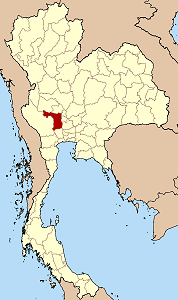 Map of Thailand highlighting Suphanburi Province