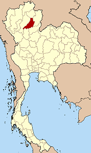 Map of Thailand highlighting Phrae Province