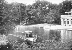 A boat on the water near the Boathouse, c. 1900s