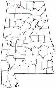 Location of Courtland, Alabama