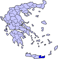 Map showing Lasithi within Greece