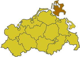 Map of Mecklenburg-Western Pomerania highlighting the district Rgen