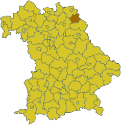 Map of Bavaria highlighting the district Wunsiedel