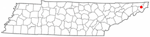 Location of Watauga, Tennessee