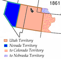 Utah Territory in 1861, after the organization of the Nevada Territory