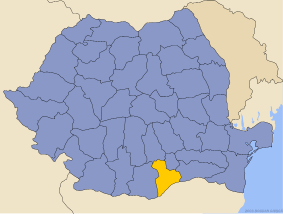 Administrative map of  with Giurgiu county highlighted