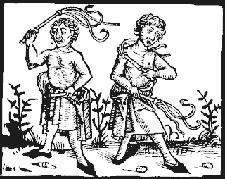 Flagellants mortifying the flesh, at the time of the Black Death
