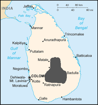 Sri Lanka Whistling Thrush distribution