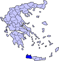 Map showing Chania within Greece