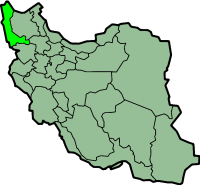 Map showing West Azarbaijan in Iran