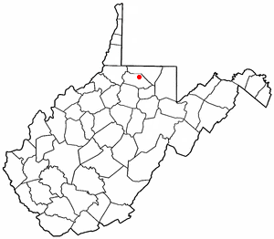 Location of Grant Town, West Virginia