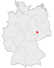Map of Germany showing Leipzig
