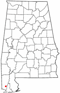 Location of Theodore, Alabama