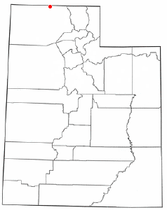 Location of Snowville, Utah