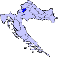 Map showing city of Zagreb within Croatia