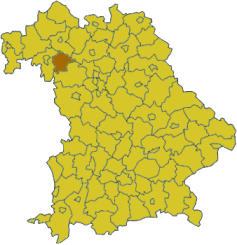 Map of Bavaria highlighting the district Kitzingen