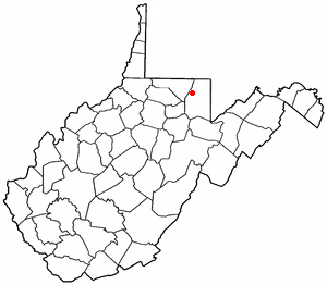 Location of Masontown, West Virginia